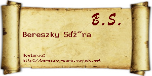 Bereszky Sára névjegykártya
